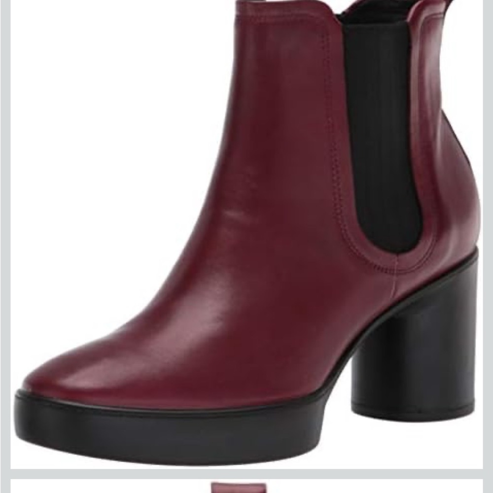 Ecco Burgundy Leather Chelsea Boots